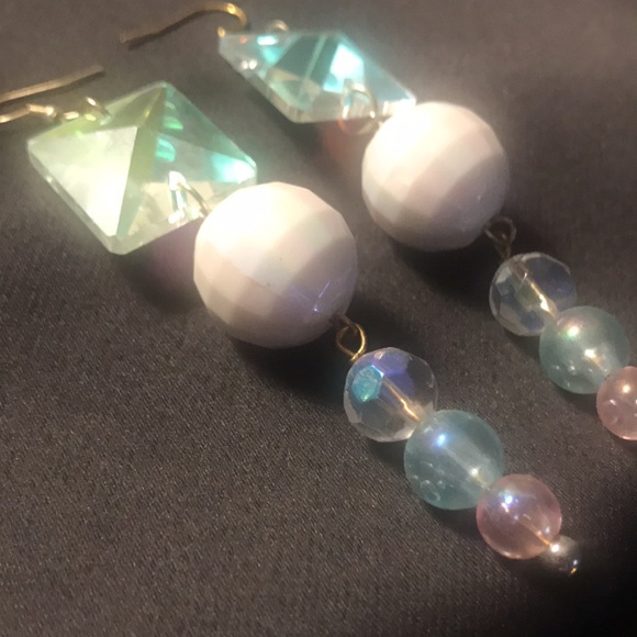 love, Savvy Handcrafted AB Crystal and Beaded Dangle Earrings - Picture 3 of 3